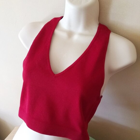 2X/3X Zenana Cranberry Ribbed Crop Top/Bralette/ Sportsbra & Matched Earrings - Picture 9 of 11